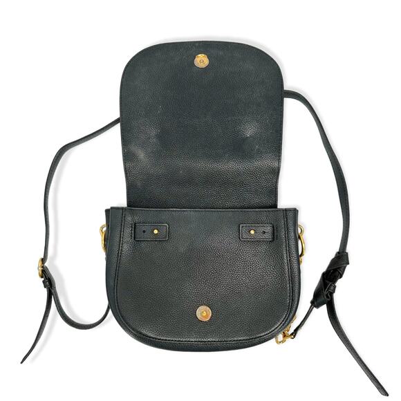 Tory Burch | One Size | Everly Black Pebbled Leather Flap Saddle Bag - Picture 10 of 12